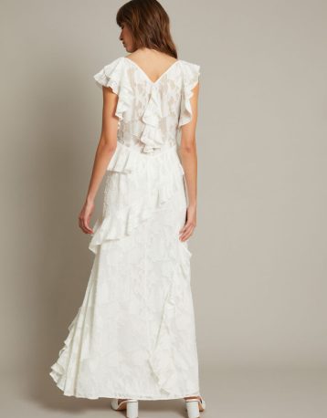 Monsoon Remi v-neck ruffle maxi dress ivory