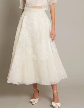 Monsoon Rosie embroidered floral bridal skirt ivory