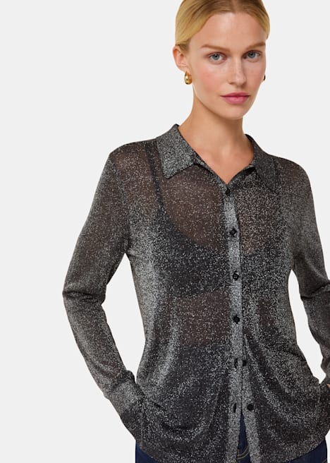 Black Sparkle Knit Shirt