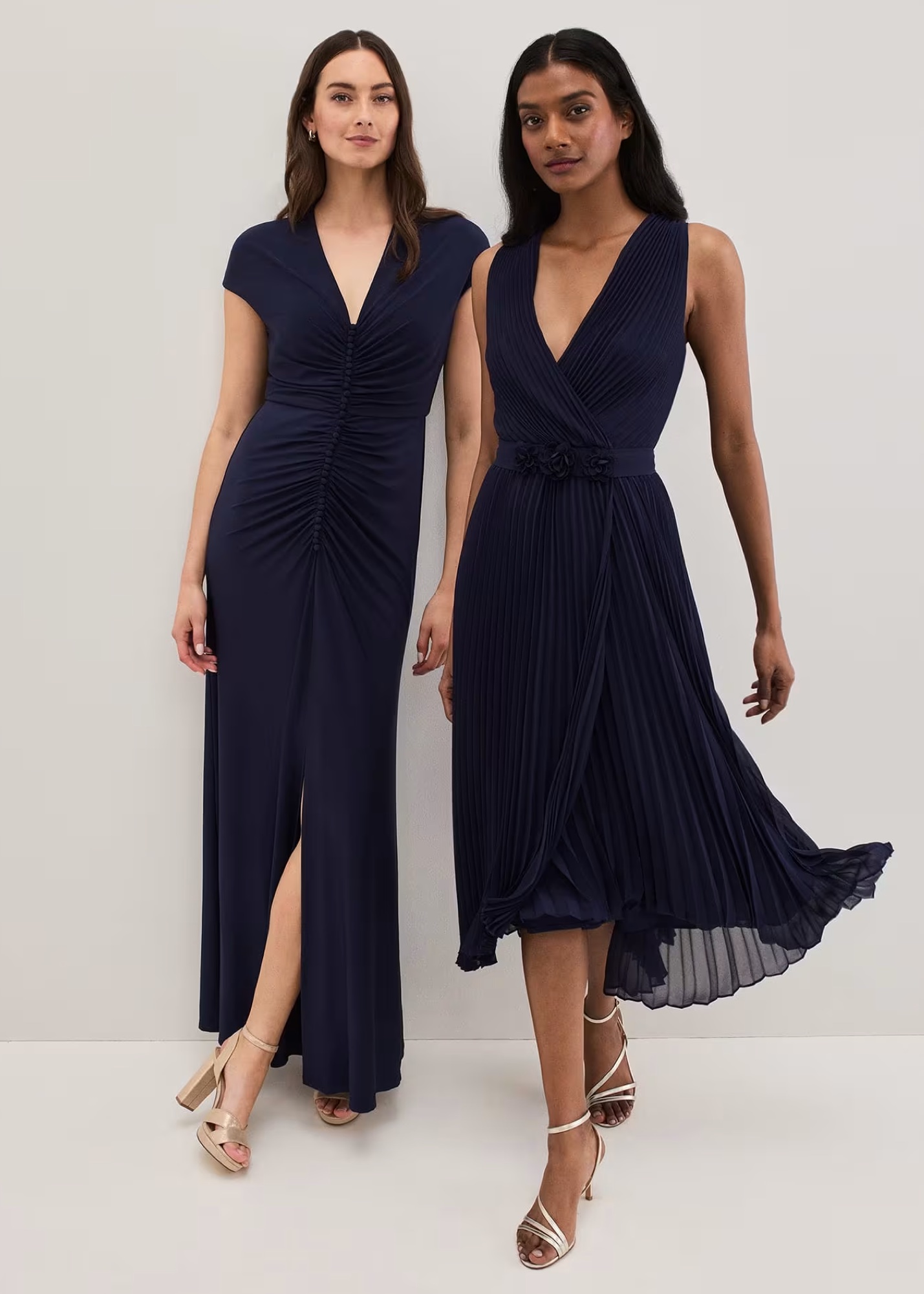 Daisy Navy Ruched Maxi Dress, £159