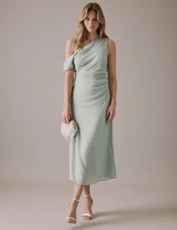 Nobody's Child Soft Green One Shoulder Midi Skylar Bridesmaids