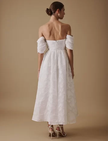 Nobody's Child White Off The Shoulder Midi Verna Bridal Dress