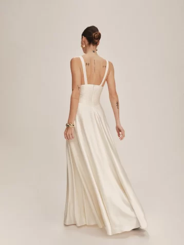 Reformation Arianwen Bridal Satin Dress Fior Di Latte