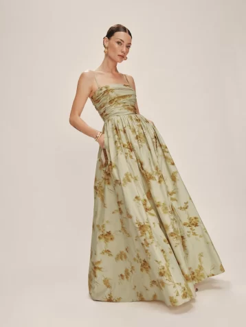 Reformation Kastoria Maxi Dress Light Green Golden Hour