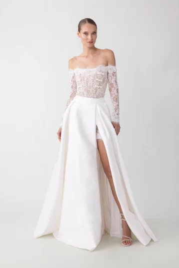 Sau Lee Lucie Bridal Maxi Skirt White