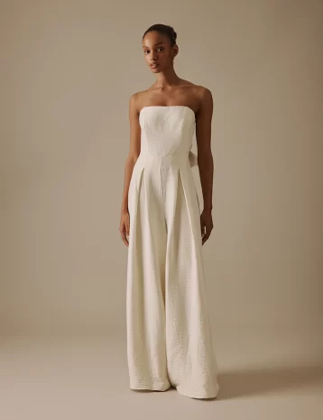 White Wide Leg Bandeau Rory Bridal Jumpsuit