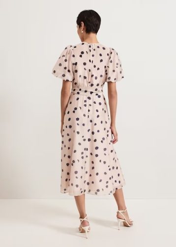 Phase Eight Nicola Spot Dress Blush Pink Black