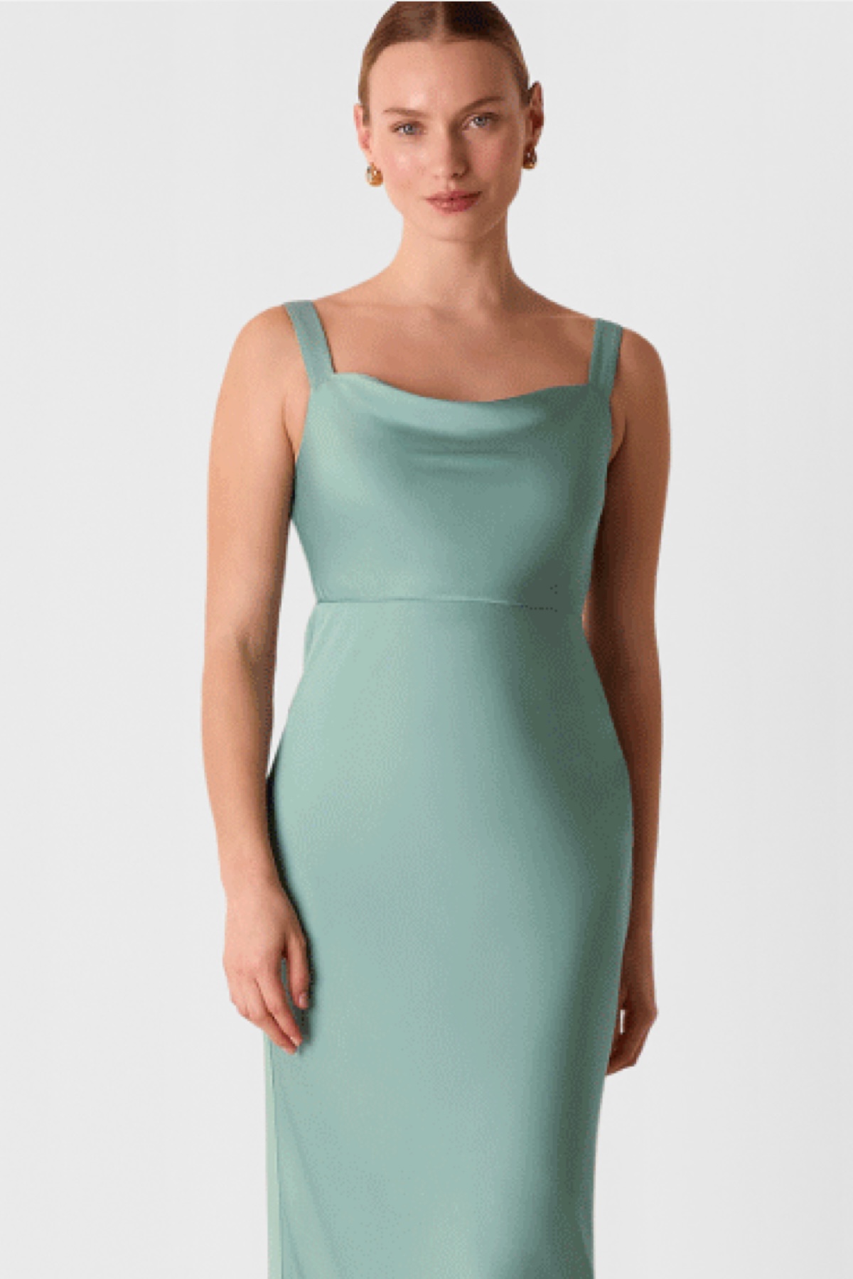 Sage Green Thea Cowl Satin Maxi Dress, was £199 > now £159.20