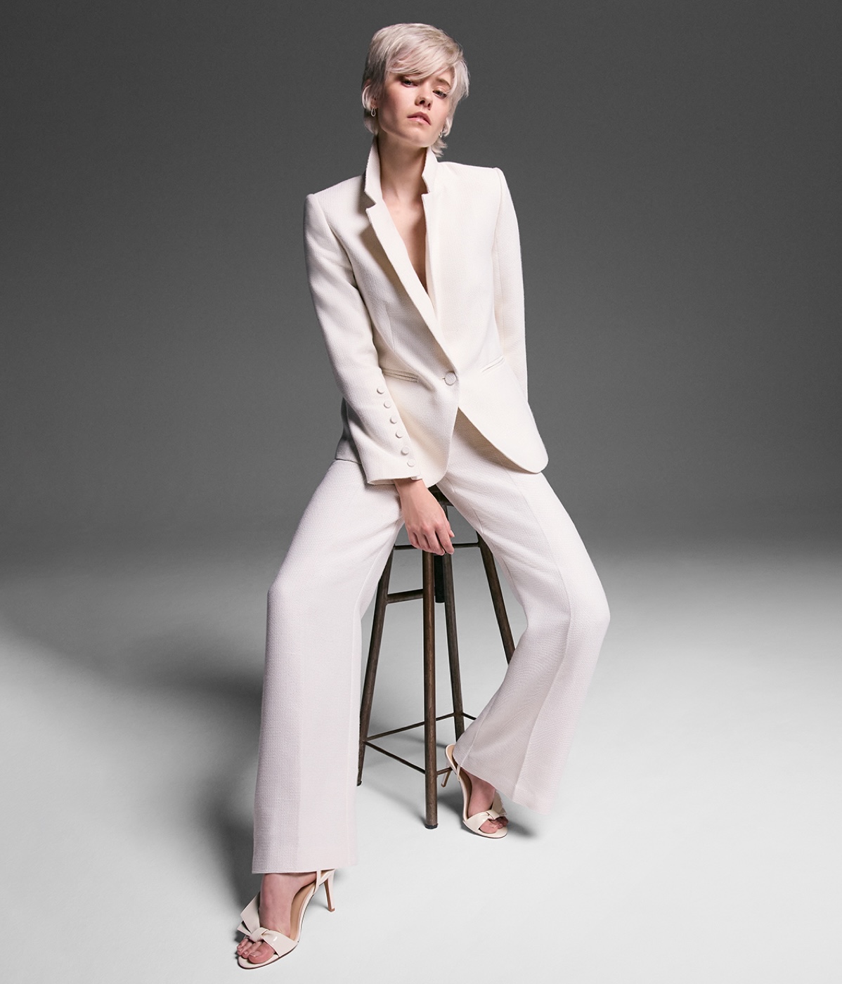 Bridgette Cream Textured Blazer, £199 | Bridgette Cream Textured Wide Leg Trousers