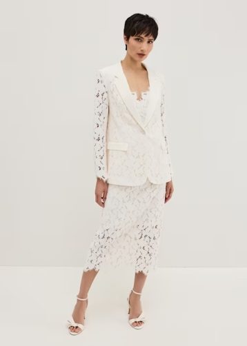 Phase Eight Gracie Lace Blazer Ivory