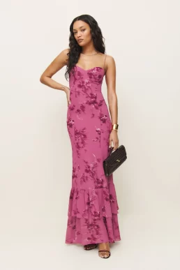 Reformation Floral Fallon Maxi Dress Pink Multi