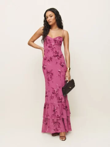 Reformation Floral Fallon Maxi Dress Pink Multi