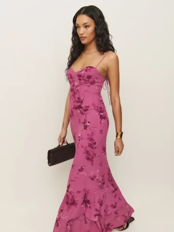 Reformation Floral Fallon Maxi Dress Pink Multi