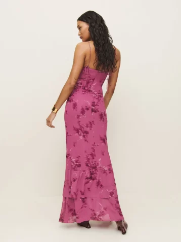 Reformation Floral Fallon Maxi Dress Pink Multi