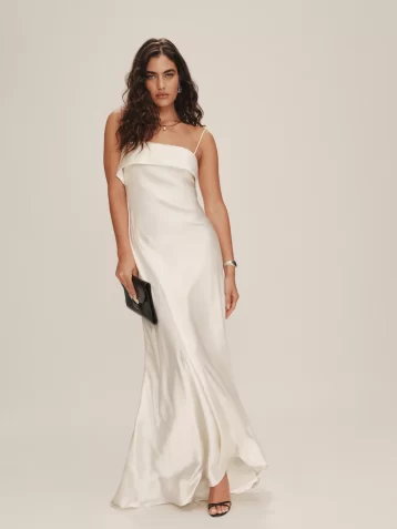 Reformation Jovie Bridal Silk Dress Ivory