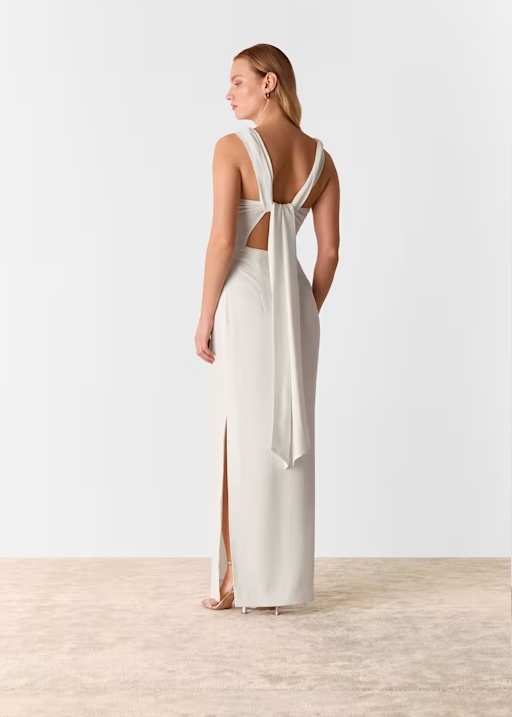 Ivory Tie Back Maxi Dress