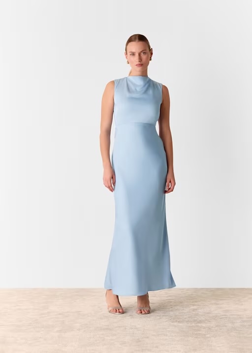 Pale Blue Cowl Neck Satin Maxi Dress £183.20 £229