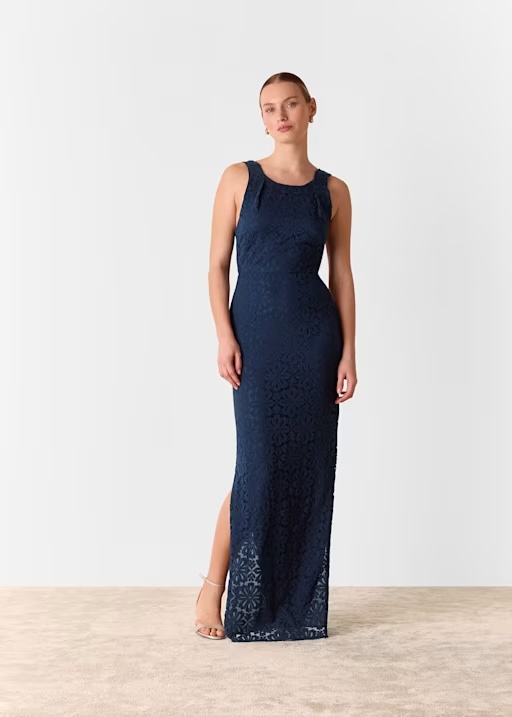 Navy Lace Tie Back Maxi Dress £159.20 £199