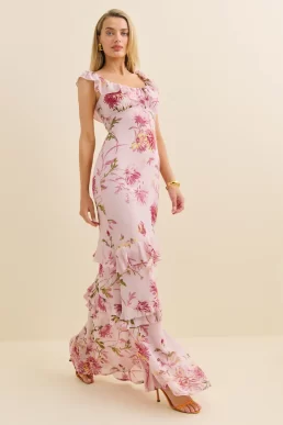 Reformation Tripoli Dress Chrysanthemum Pink Multi