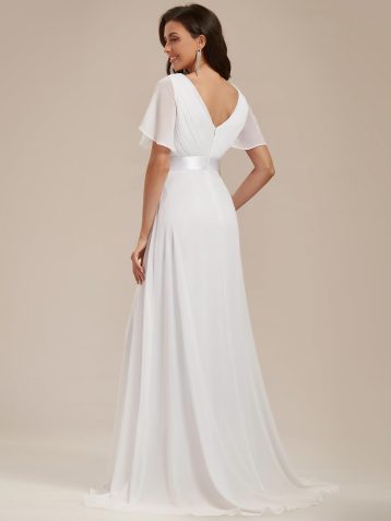 Ever-Pretty Women's Empire Waist Long Trailing Evening Gown Dresses White - Image 5