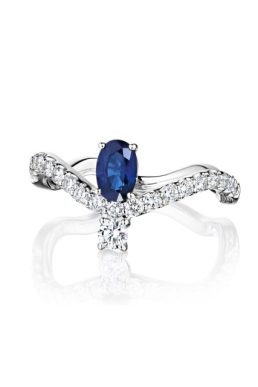 18k Mirage White Gold Ring With 0.44 Cts Vs-Gh Diamonds And Sapphire,7