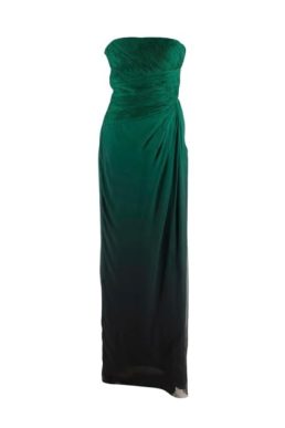 Valentino Pre-Loved Emerald Green Silk Strapless Gown with Large Silk Chiffon Shawl
